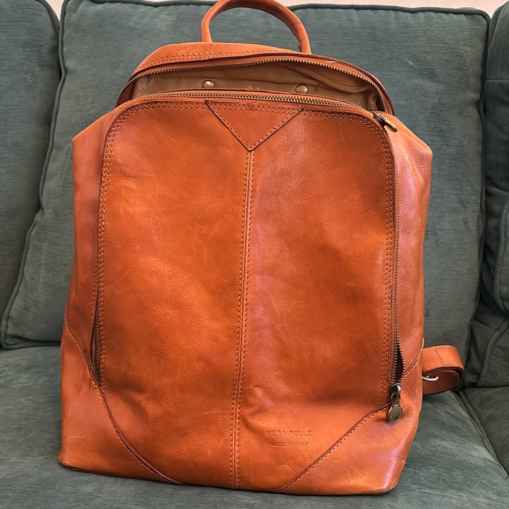 Backpack Cognac Italian Leather